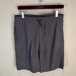 KUHL Men's solid gray athletic draw string gym shorts Large L 31 9" inseam EUC